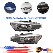 Pair For 2012-2015 BMW 320i 328i Sedan Wagon Halogen Headlights Lamps Left+Right