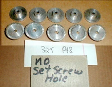 (6) 32 Tooth Alum Slot Car Crown Gear NO Set Screw HOLE 48 Pitch 1/8" Axle 1960
