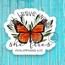 With Brave Wings She Flies Butterfly Sticker Decal Inspirational