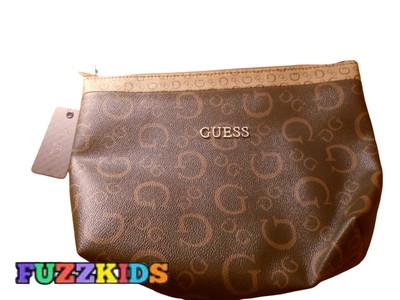 Guess Oak Park Natural Brown Multi Make Up Cosmetic Travel Bag NWT