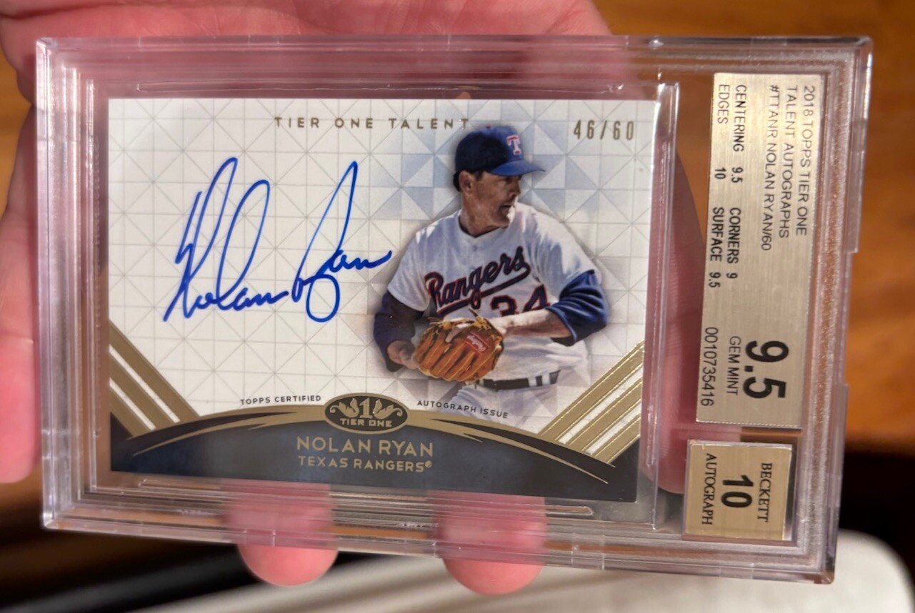 2018 Tier One Talent #TTA-NR Nolan Ryan AUTO /60 Bgs 9.5/10 Auto On Card