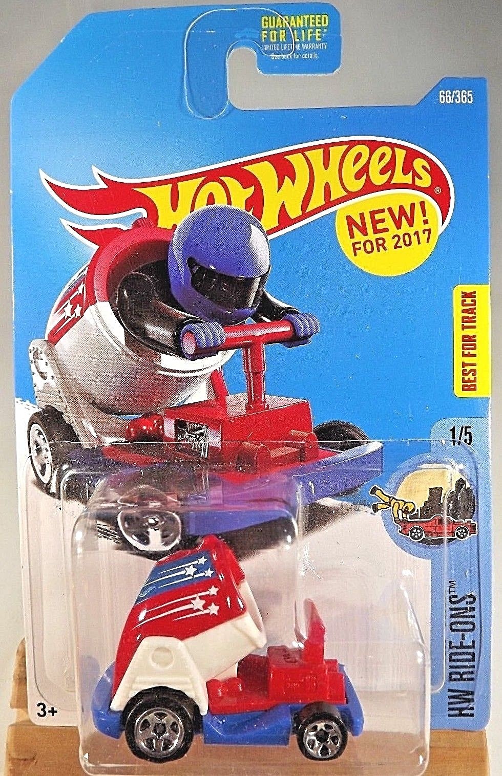 2017 Hot Wheels #66 HW Ride-Ons 1/5 BOOM CAR Red-White-Blue w/5 Spoke Wheels