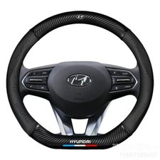 15"38cm Genuine leather+carbon fiber Steering Wheel Cover For Hyundai All models