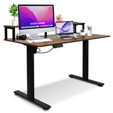 47 x 24 Inch Adjustable Standing Desk Computer Office Table Brown w/ Power Strip