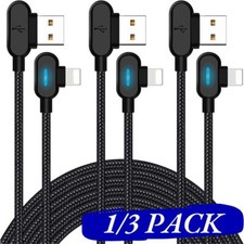 90  Right Angle Fast Charging Cord USB Charger Cable For iPhone 12 13 14 Pro Max