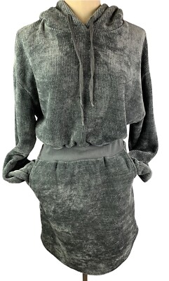 Medium Fashion Nova Gray Chenille Women's Dress Hooded Casual Style Pockets