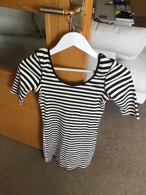 Jack Wills Tshirt Dress Size 10 Navy Blue White Bold Stripe