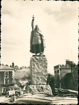 Alfred der Große Statue Winchester 60er Jahre Postkarte s/w Echtfoto unbespielt