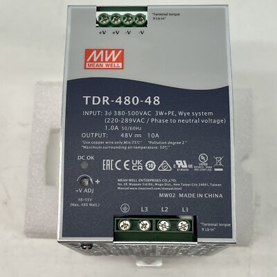 #ad Mean Well TDR 480 48 AC DC DIN Rail Supply 48V 480W USA Seller NEW * $95.20