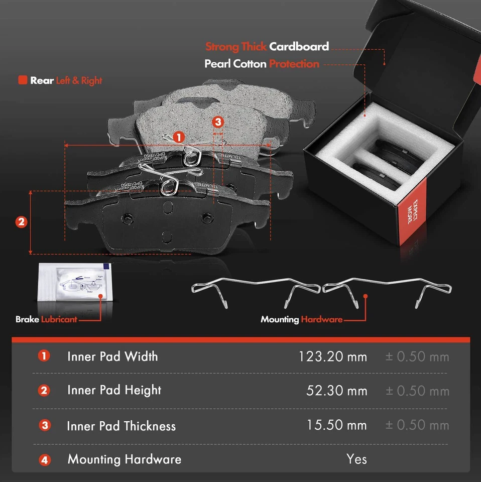 Rear Disc Brake Rotors & Ceramic Brake Pads for Jaguar S-Type XF XJ XJ8 XJR XK - Image 3 of 4