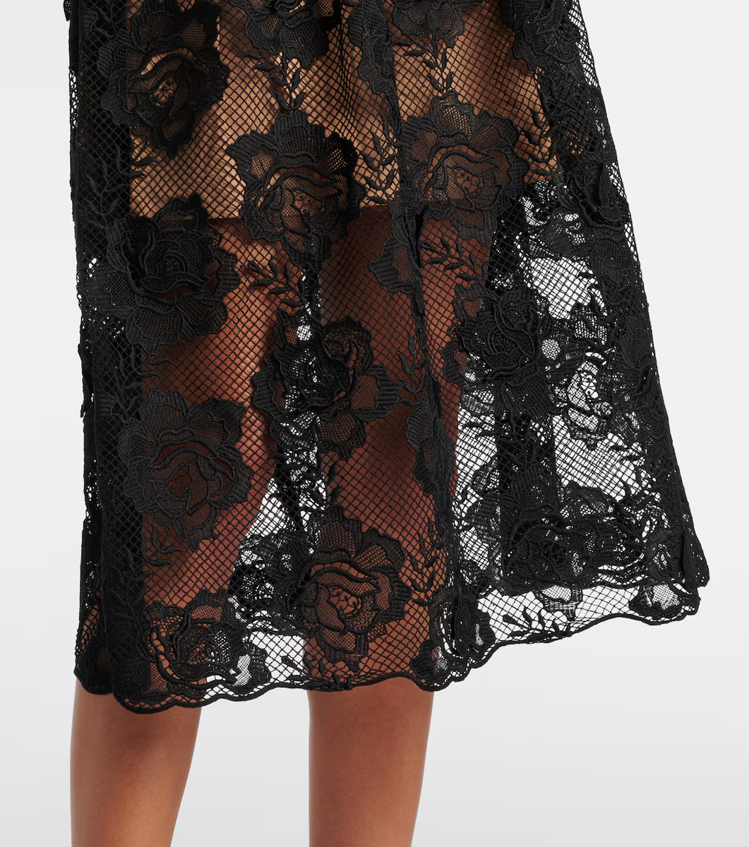 self portrait black lace velvet bow midi dress Buy Self-Portrait Black Velvet-bow Midi Dress in Lace For Women Online