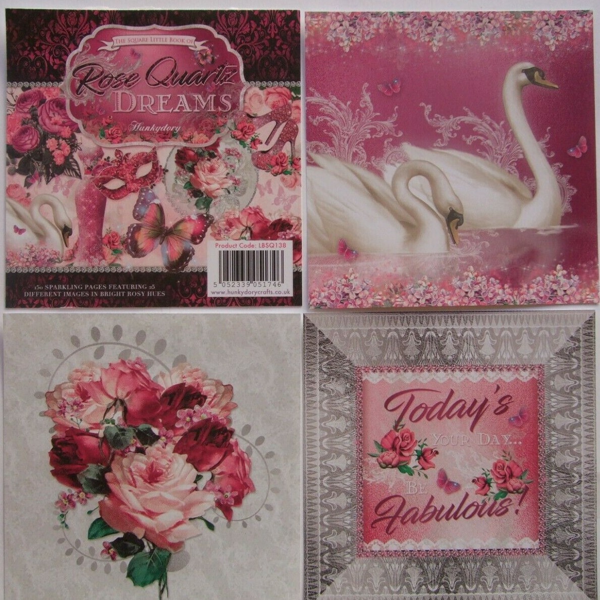 25 Mix sq Card Toppers ""Rose Quartz Dreams"" Hunkydory  see pics see description