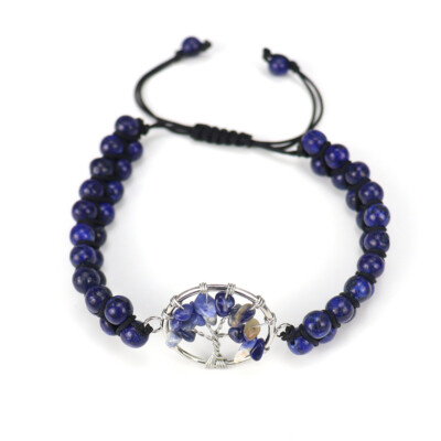 7 Chakra Tree Of Life Charm Bracelet Natural Lapis Lazuli GemStone Reiki Healing