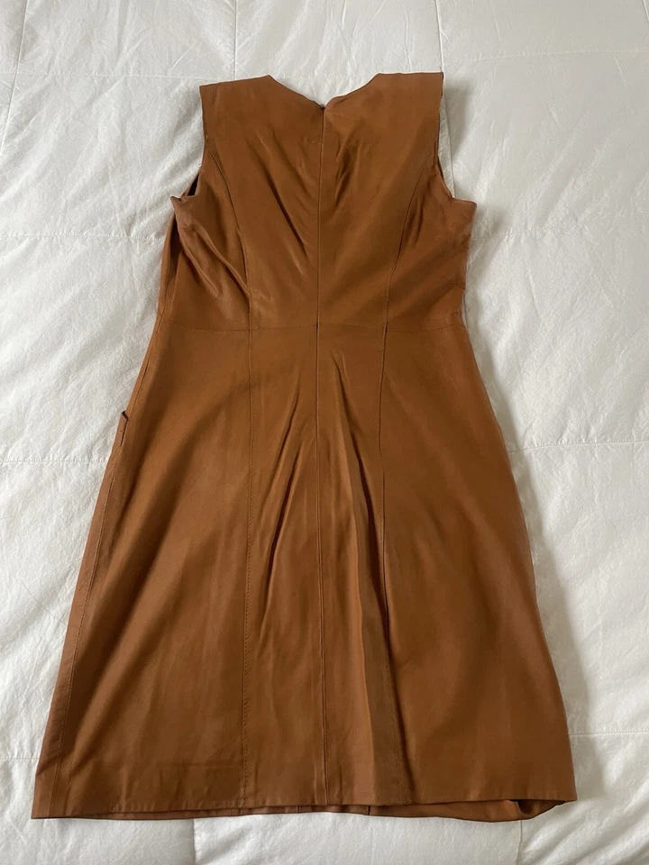 Vintage SAS Cognac Brown Genuine Leather Dress Size 4 - Image 3 of 4