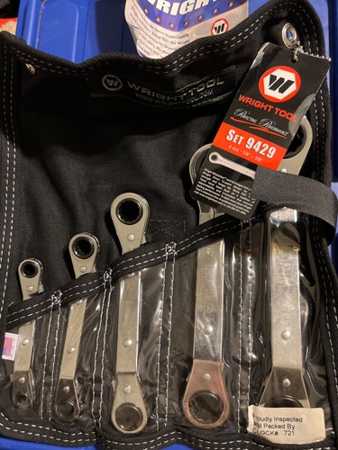 Wright Tool 5 Piece, 12 Point Ratcheting Box Wrench Set 9429, SAE (Brand New)