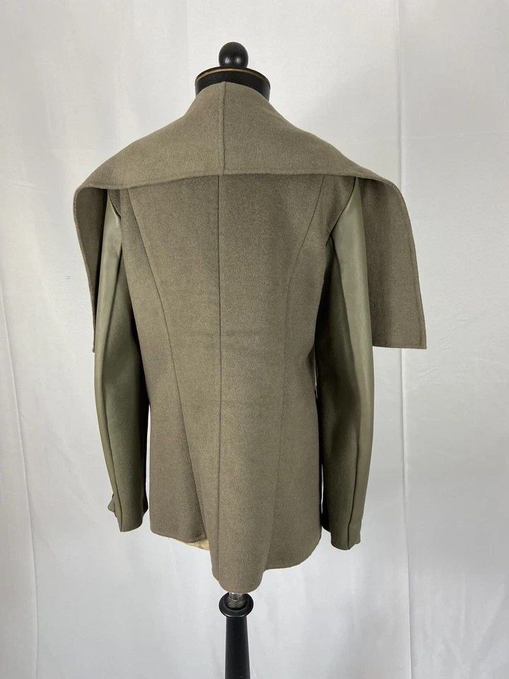 BCBG MAXAZRIA Size Large Wool Green Faux leather Detail Blazer Jacket - Image 2 of 4