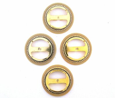FOUR GOLD COLOR MESH 30MM ROUND CABOCHON CAB HALF DOLLAR  BOLO TIE MOUNTING