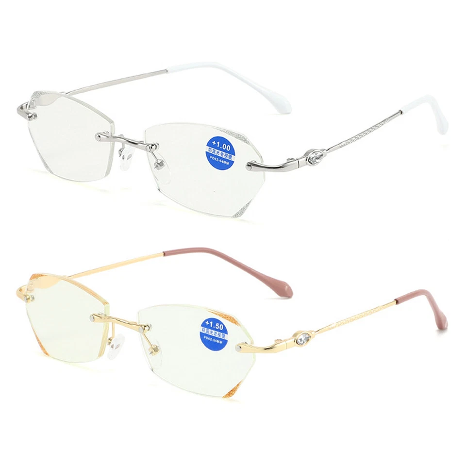 Gafas de lectura con bloqueo de luz azul sin montura para mujeres +1,0 ~ 4,0 Foto 3 de 4