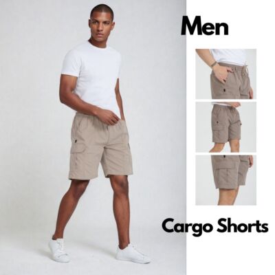 HERREN CARGO SHORTS DEHNBUND SOMMERHOSE BERMUDA KURZE HOSE CAPRI Schlupfhose