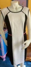 Sandra Darren Sheath Dress-Black & White-Wear to Work-Sz 10-EUC-Lined-Paneled