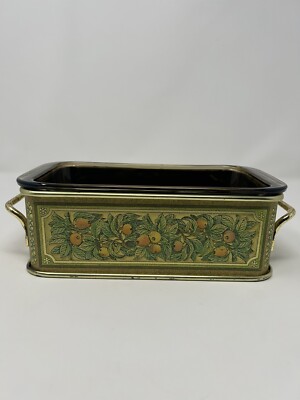 VTG PYREX BREAD LOAF BAKING DISH with Metal Carrier 1½ QUART 213 AMBER FRUIT