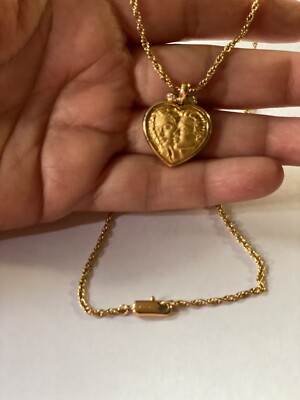 Rare 18K YELLOW GOLD CARRERA Y CARRERA ''Adam and Eve'' HEART PENDANT NECKLACE