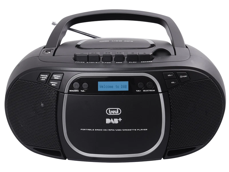 Radio Stereo Portatile Digitale con Lettore CD e Cassetta Trevi DAB Nero, fotografia 2 di 7