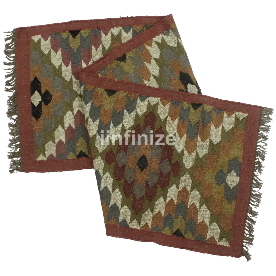 kilim Runner Wool Jute Rug turkish Stair Carpets Navajo Vintage Kilim Rug Boho - Image 4 of 4