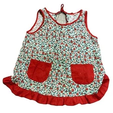 Vtg Design House 60s Smock Double Tie Back Flower Apron Women One Size Japan