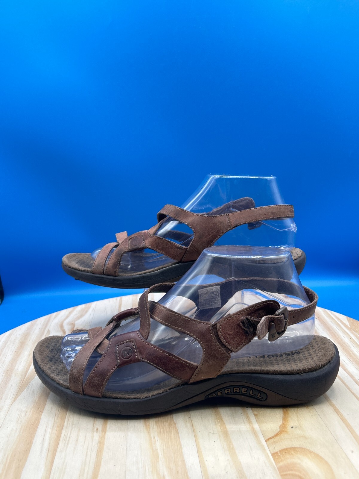 Merrell sandalo agave donna taglia 8US EU39 pelle marrone cinturino slingback comodo