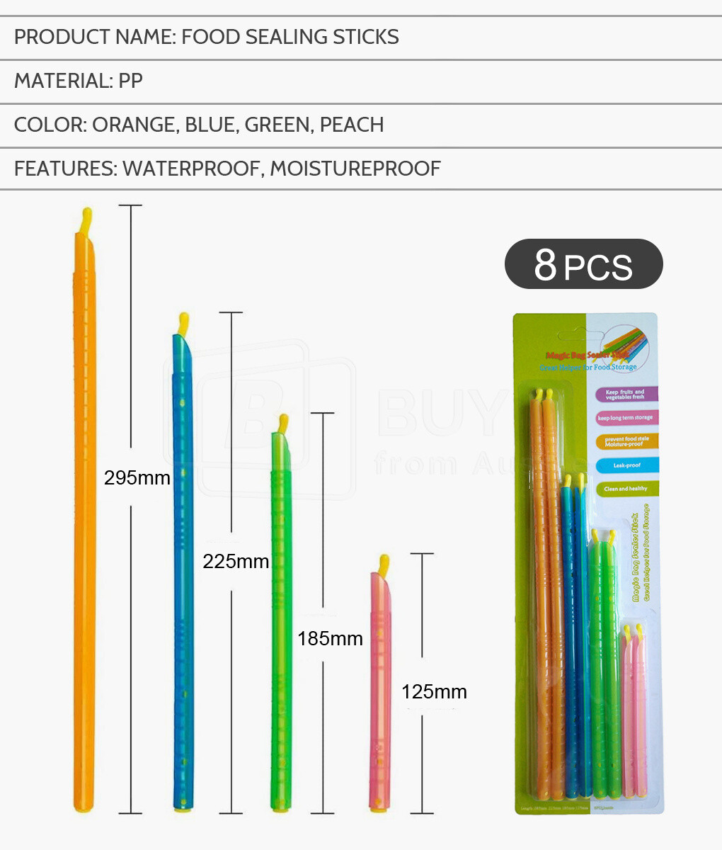 4 Size Kitchen Sealing Sticks Reusable Clips Bag Sealer Lock Rod Bags