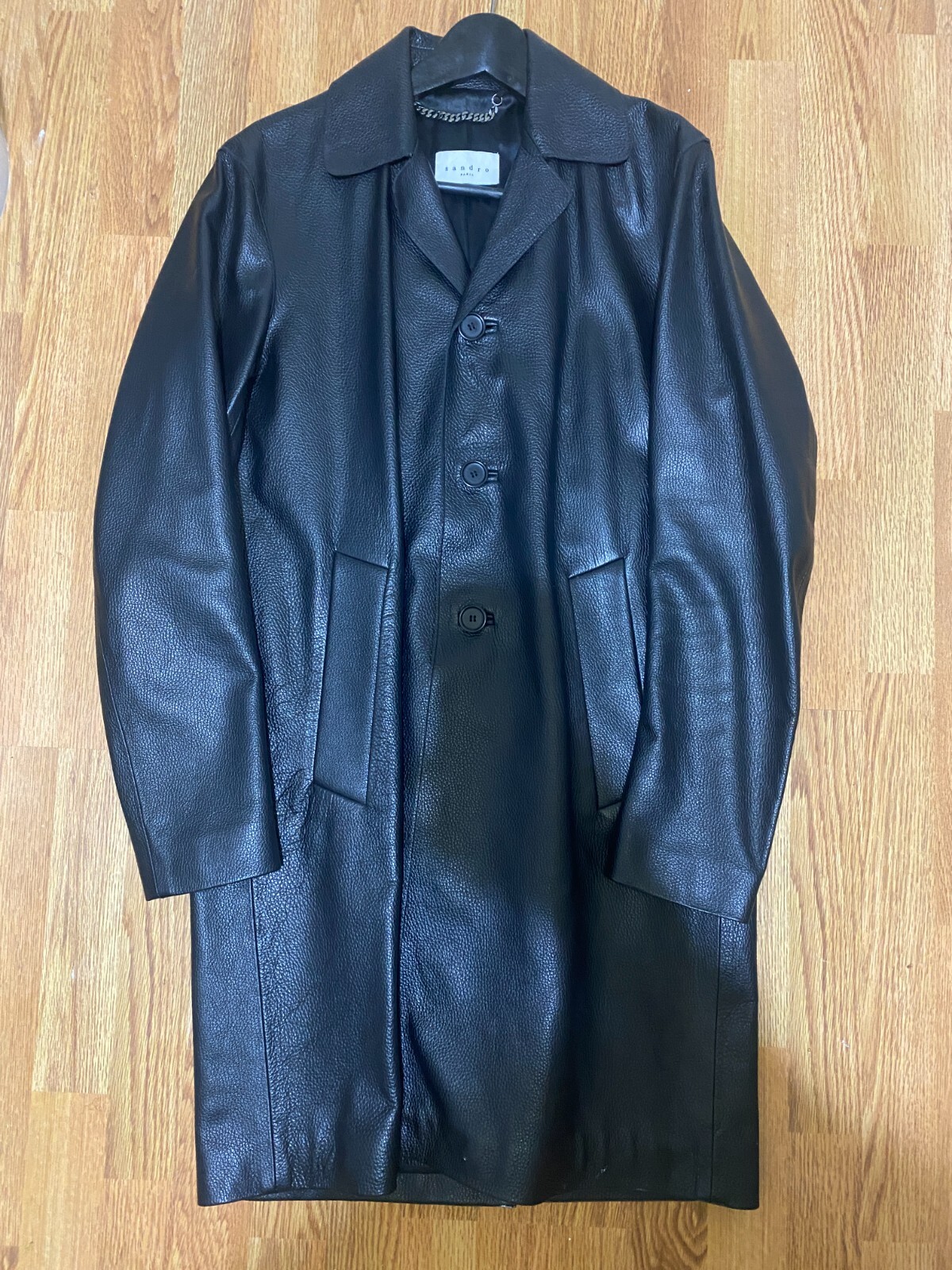 Sandro Paris Leather Coat Size Medium image 4