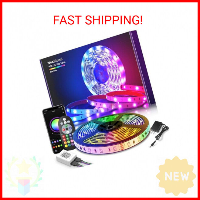 Nexillumi Led Lights for Bedroom 100ft with Color Changing LED Strip Lights with