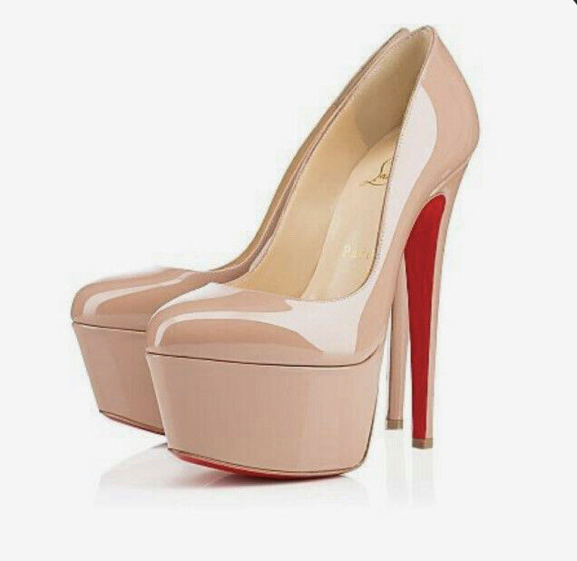 Christian Louboutin Beige Patent Leather Victoria Platform Christian Louboutin Beige Patent Leather Victoria Platform