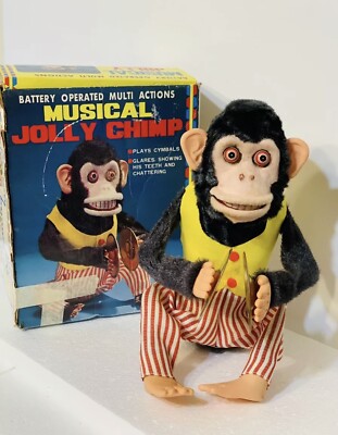 Vintage Musical Jolly Chimp In Original Box - Does not work - For