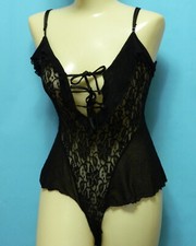 Vintage Victoria's Secret Gold Label Black Lace Teddy Bodysuit Size Small