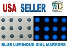 Watch Dial Hour Markers 12 BLUE LUME 2.10mm Luminous Numerals Dots Bars parts