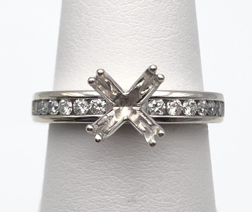 A. Jaffe 18k White Gold Ring semi-mount 0.45ctw Diamonds (Size 6.75) 7.4 gram