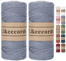 100 Cotton Rope Crochet Yarn Bag Cord 2mm 350Yards Braided Macrame Cord Macra...