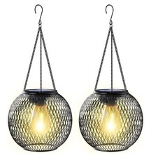 Solar Lanterns, 2 Pack Solar Lantern Outdoor Garden with IP65 Waterproof Hanging