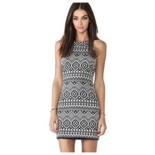 I JOAH Black White Aztec Tribal Print Sleeveless Pullover Bodycon Dress Large