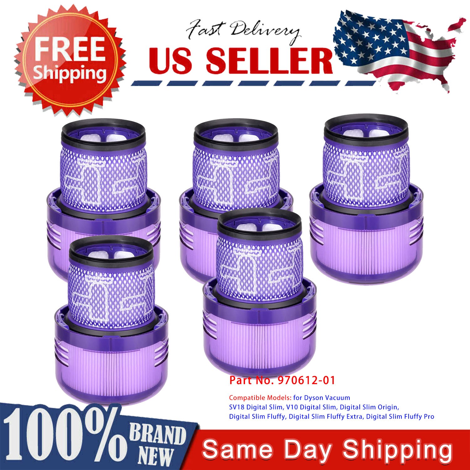 Filter Replacement for Dyson V9(SV57) Digital Slim(SV57、SV18) Cordless Vacuum