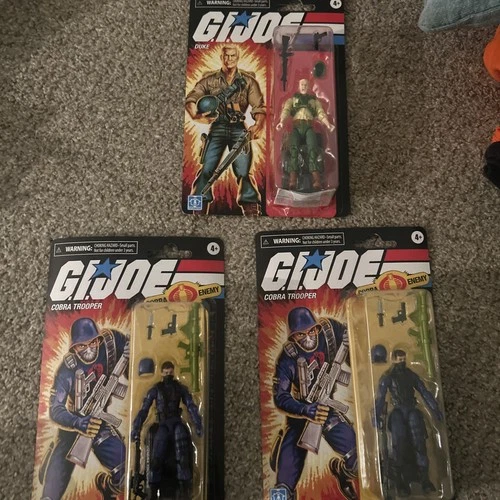 G. I. Joe Hasbro  Duke Figure  Walmart and cobra trooper x2