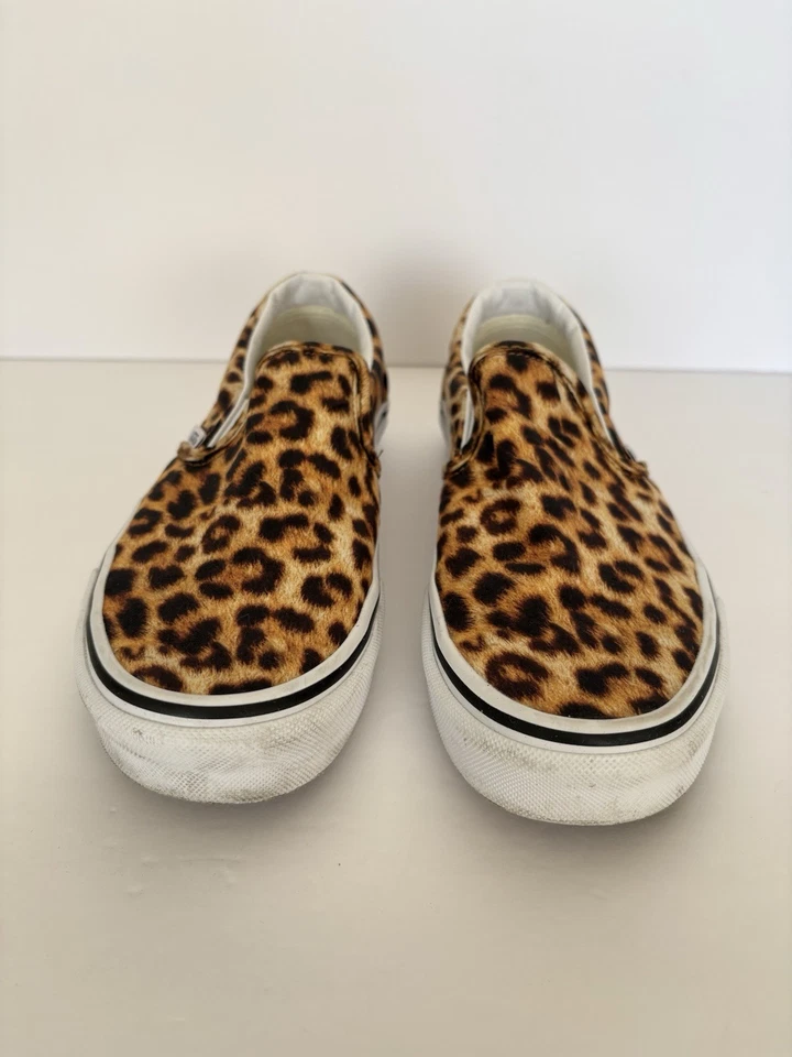 Zapatos clásicos de lona Vans para mujer sin cordones de leopardo negros blancos verdaderos talla 6,5 Foto 4 de 4