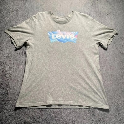 Levis Hemd Herren Medium Grau Relaxed Fit Grafik Tee Cloud Mountain Logo Freizeit