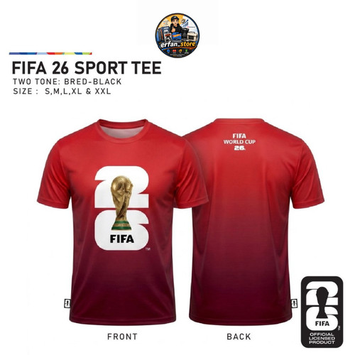 FIFA World Cup 2026 Jersey Microfiber Dry Fit Sportswear Red Faded Black Shirt