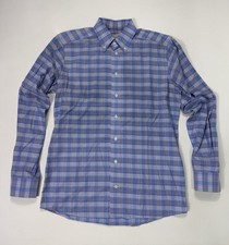 Eton Shirt Mens 16 41 Blue Plaid Cotton Slim Long Sleeve Preppy Modern Casual