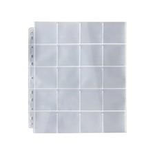 20 Sheets 20 Pocket Coin Collecting slot: 55 x 55mm L x W , Transparent