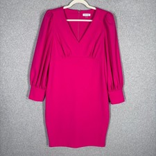 Calvin Klein Pencil Dress 12 Hot Pink Puff Scuba Crepe Glam Coquette Maximalist
