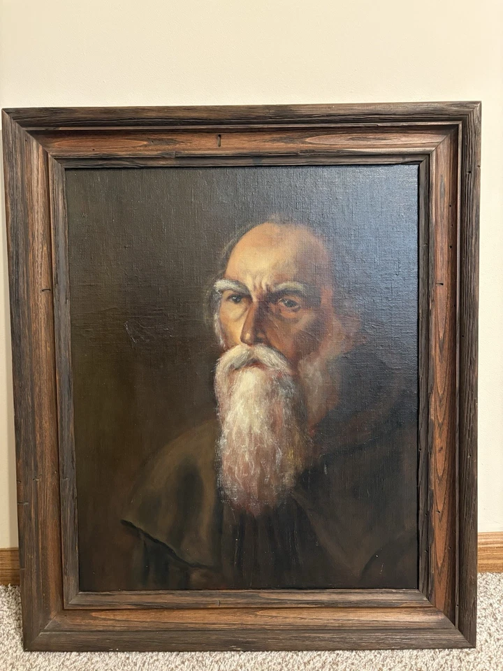 Vintage Oil Portrait of An Elderly Man Original Oil Painting Wall Art Decor. - image 2 of 3